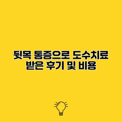 뒷목 통증으로 도수치료 받은 후기 및 비용