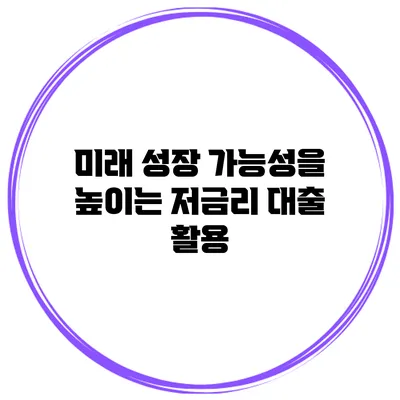 미래 성장 가능성을 높이는 저금리 대출 활용