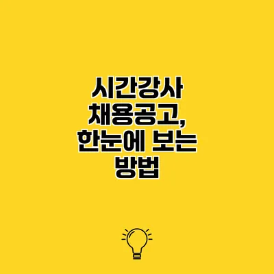 시간강사 채용공고, 한눈에 보는 방법