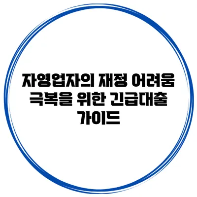 자영업자의 재정 어려움 극복을 위한 긴급대출 가이드